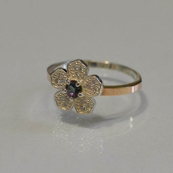 Каблучка срібна з золотими пластинами