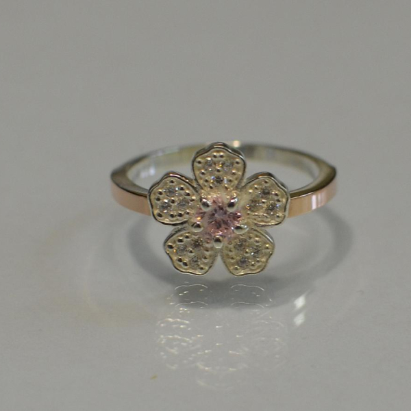 Каблучка срібна з золотими пластинами