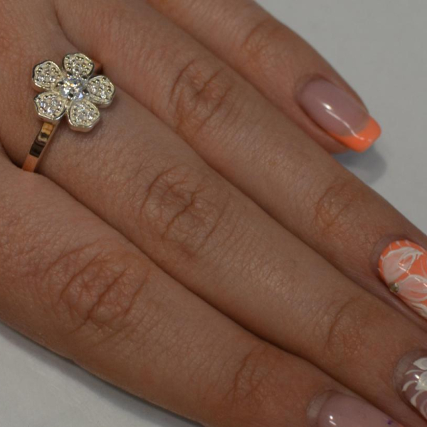 Каблучка срібна з золотими пластинами