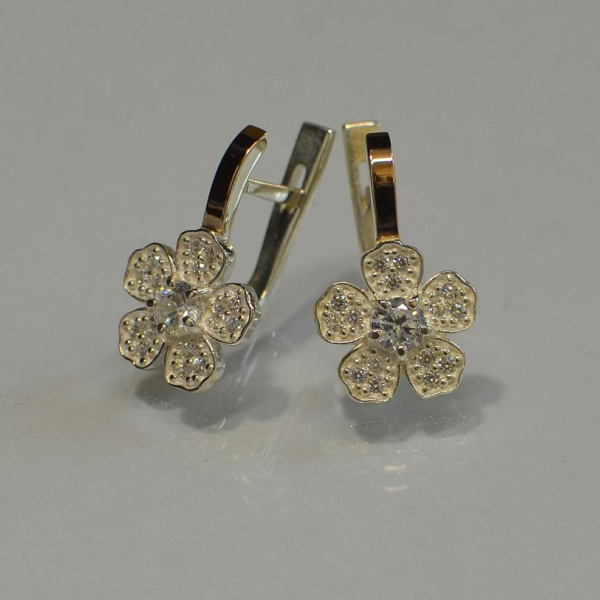 Серьги серебряные с золотыми пластинами