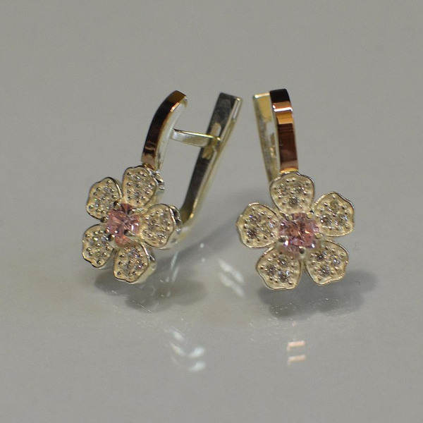 Серьги серебряные с золотыми пластинами