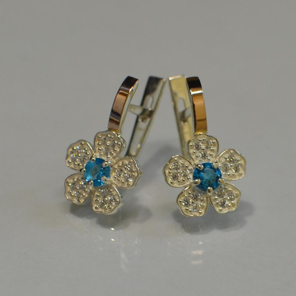 Серьги серебряные с золотыми пластинами