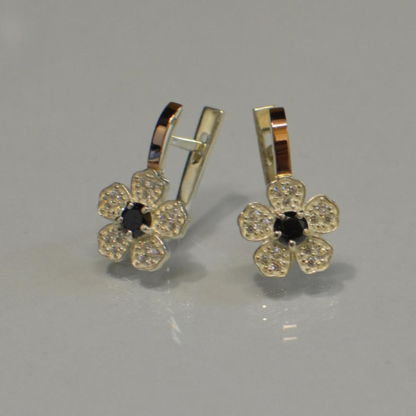 Серьги серебряные с золотыми пластинами