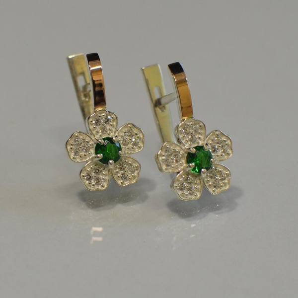 Серьги серебряные с золотыми пластинами