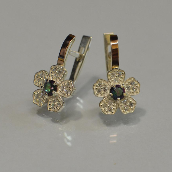 Серьги серебряные с золотыми пластинами