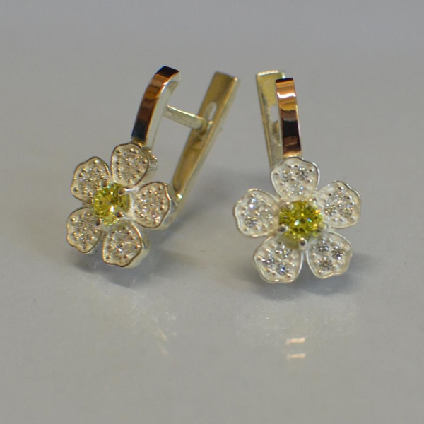 Серьги серебряные с золотыми пластинами