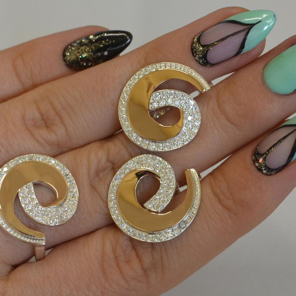 Гарнітур срібний з золотом