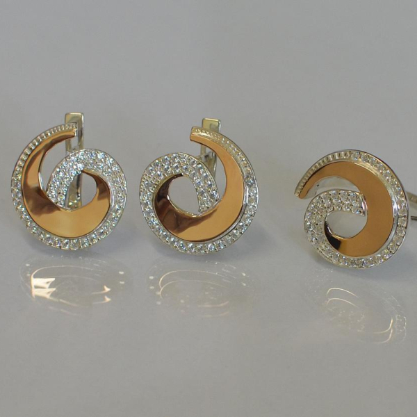 Гарнітур срібний з золотом