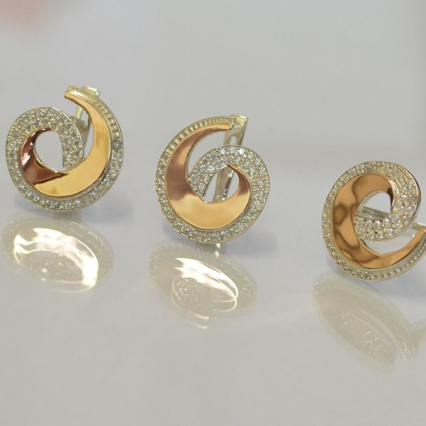 Гарнітур срібний з золотом