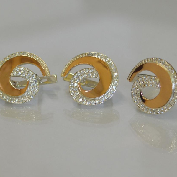 Гарнітур срібний з золотом