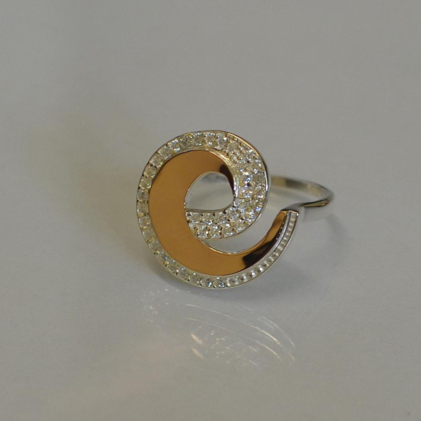 Кольцо серебряное с золотом