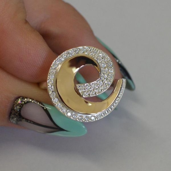 Кольцо серебряное с золотом