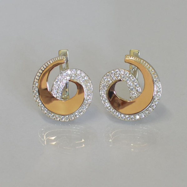 Сережки срібні з золотом