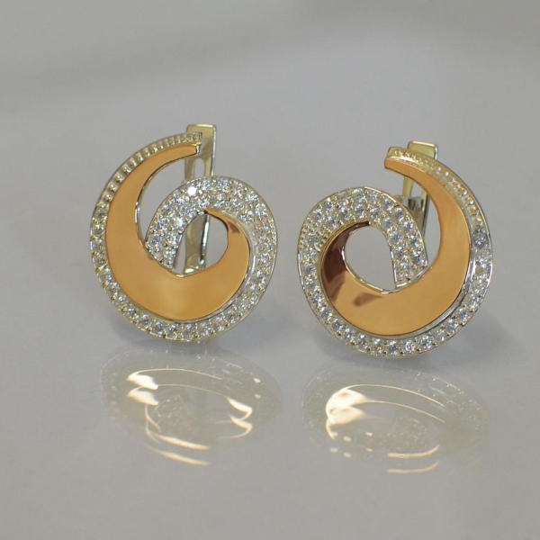 Сережки срібні з золотом