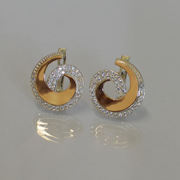 Сережки срібні з золотом