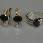 Набор серебряный с золотыми пластинами и фианитами