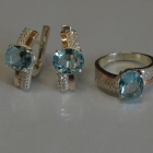 Набор серебряный с золотыми пластинами и фианитами