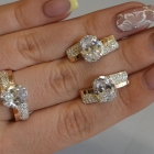 Набор серебряный с золотыми пластинами и фианитами