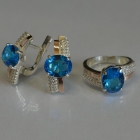 Набор серебряный с золотыми пластинами и фианитами