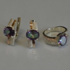 Набор серебряный с золотыми пластинами и фианитами