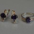 Набор серебряный с золотыми пластинами и фианитами