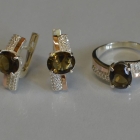 Набор серебряный с золотыми пластинами и фианитами