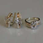 Набор серебряный с золотыми пластинами и фианитами