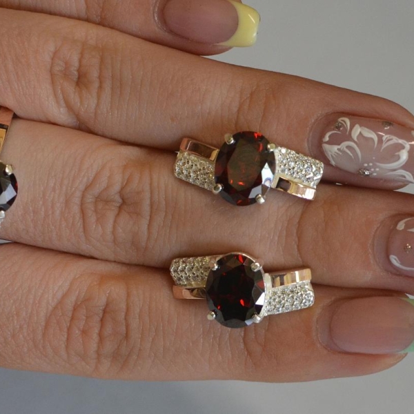 Набор серебряный с золотыми пластинами и фианитами