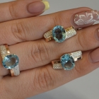 Набор серебряный с золотыми пластинами и фианитами