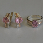 Набор серебряный с золотыми пластинами и фианитами