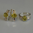 Набор серебряный с золотыми пластинами и фианитами