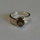 Каблучка срібна з золотими пластинами і фіанітами