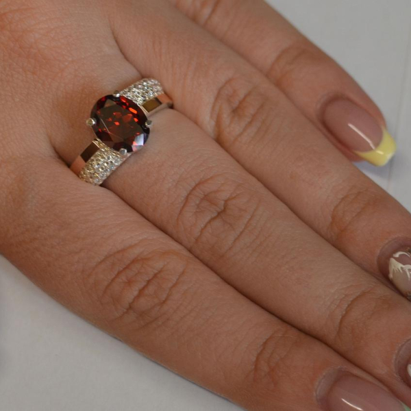 Каблучка срібна з золотими пластинами і фіанітами