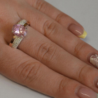 Каблучка срібна з золотими пластинами і фіанітами