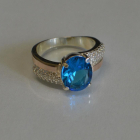 Каблучка срібна з золотими пластинами і фіанітами