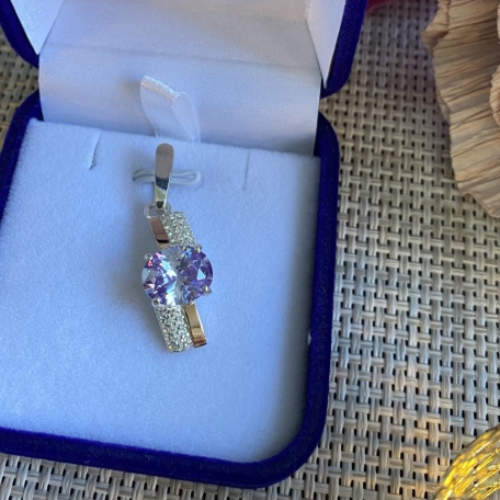 Серебряная подвеска с золотими вставками