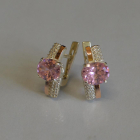 Срібні сережки з золотими пластинами і фіанітами