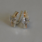 Срібні сережки з золотими пластинами і фіанітами