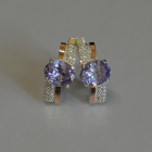 Срібні сережки з золотими пластинами і фіанітами