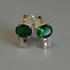 Срібні сережки з золотими пластинами і фіанітами