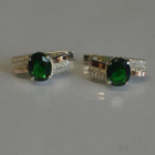 Срібні сережки з золотими пластинами і фіанітами