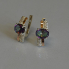 Срібні сережки з золотими пластинами і фіанітами