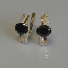 Срібні сережки з золотими пластинами і фіанітами