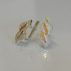 Срібні сережки з золотими пластинками і фіанітами