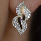 Срібні сережки з золотими пластинками і фіанітами