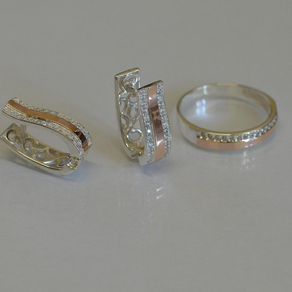 Комплект срібний з золотом