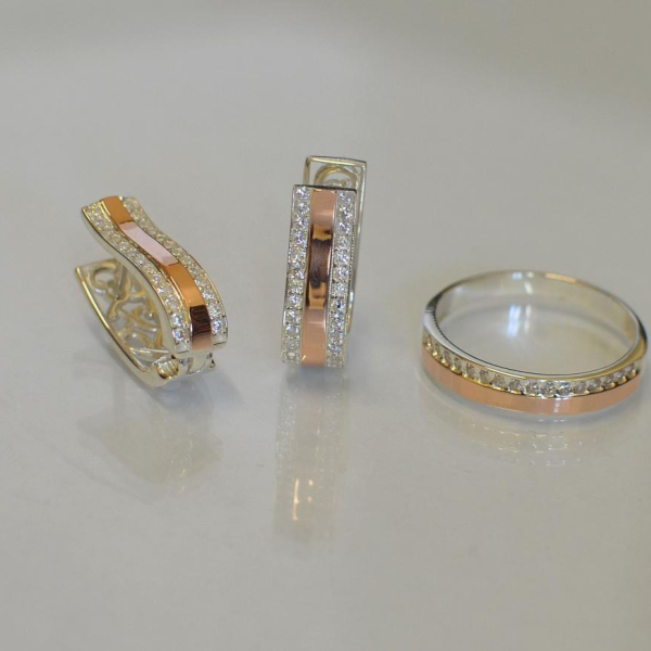 Комплект срібний з золотом