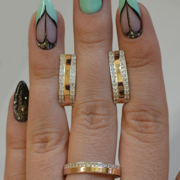 Комплект срібний з золотом