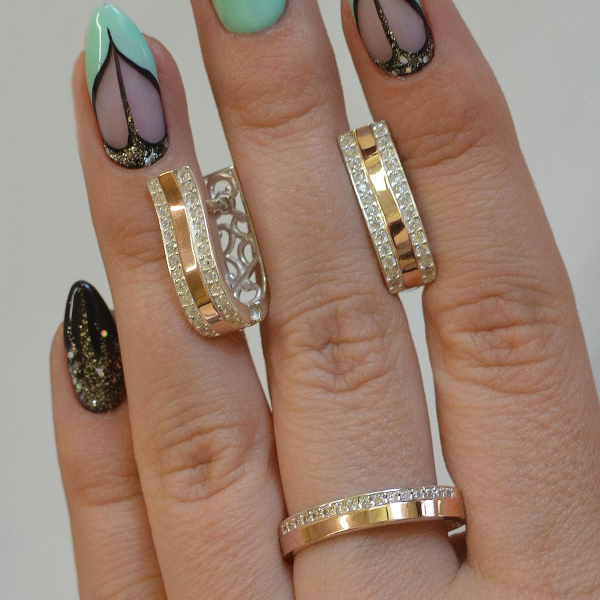 Комплект срібний з золотом