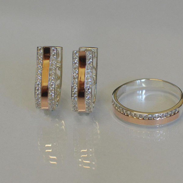 Комплект срібний з золотом